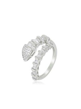 Snake Ring Adjustable Ring Platinum Plated Baguette Statement Dainty Ring